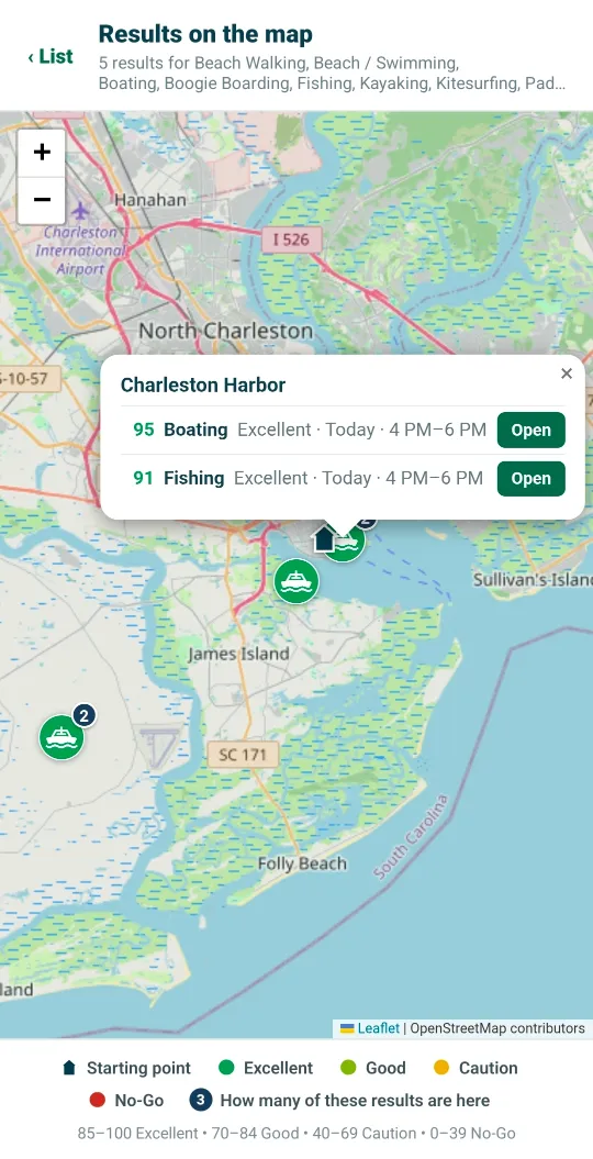 Results on a map around Charleston